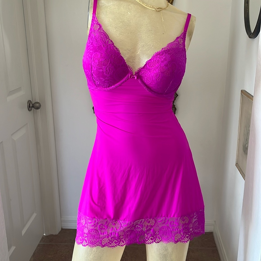 Victoria's Secret Fuchsia Lace Chemise